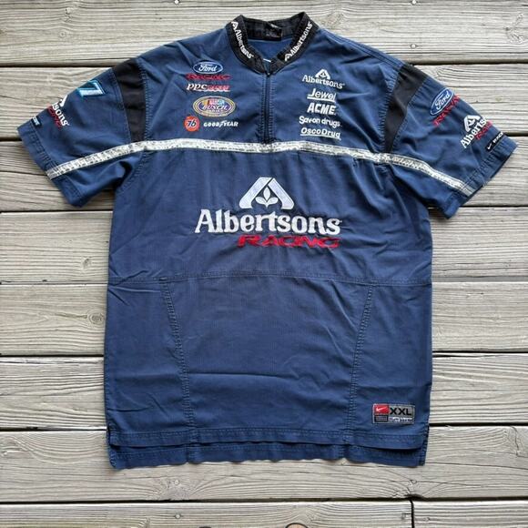 Nike Nascar Jason Keller Pit Crew Shirt Jersey Size XXL Albertsons Racing RARE - Picture 1 of 11